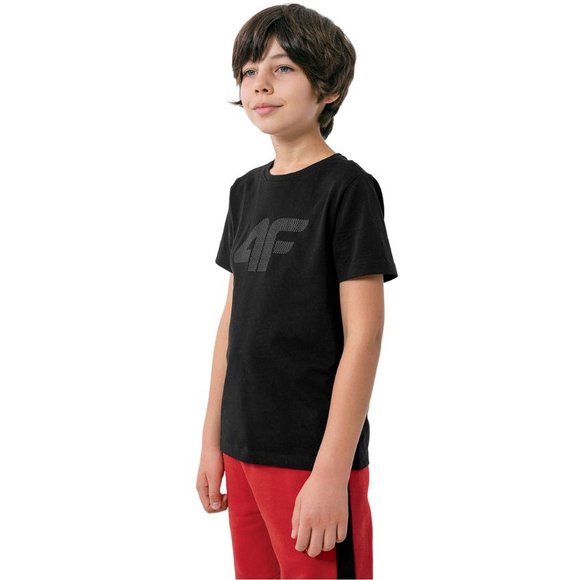 Koszulka dla chłopca 4F głęboka czerń HJZ22 JTSM002 20S