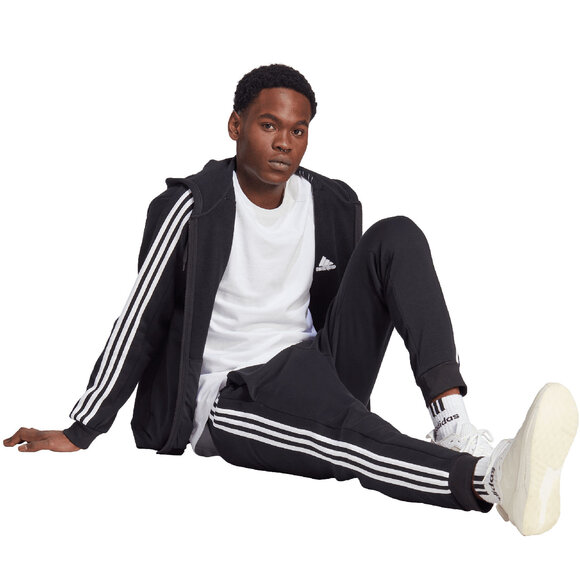 Bluza męska adidas Essentials Fleece 3-Stripes Full-Zip czarna IB4029