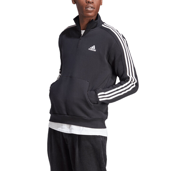Bluza męska adidas Essentials Fleece 3-Stripes 1/4-Zip czarna HZ6235