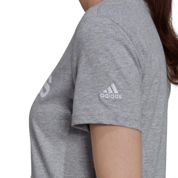 Koszulka damska adidas Loungwear Essentials Slim Logo szara HL2053