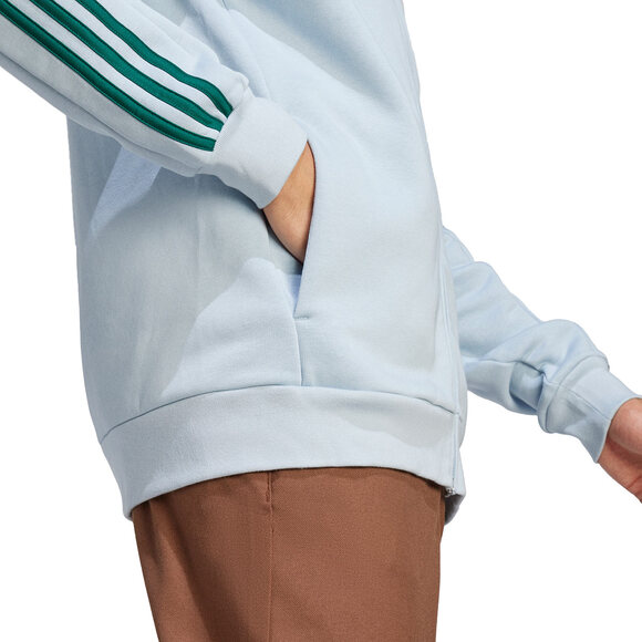 Bluza męska adidas Essentials Fleece 3-Stripes Full-Zip błękitna IJ8932