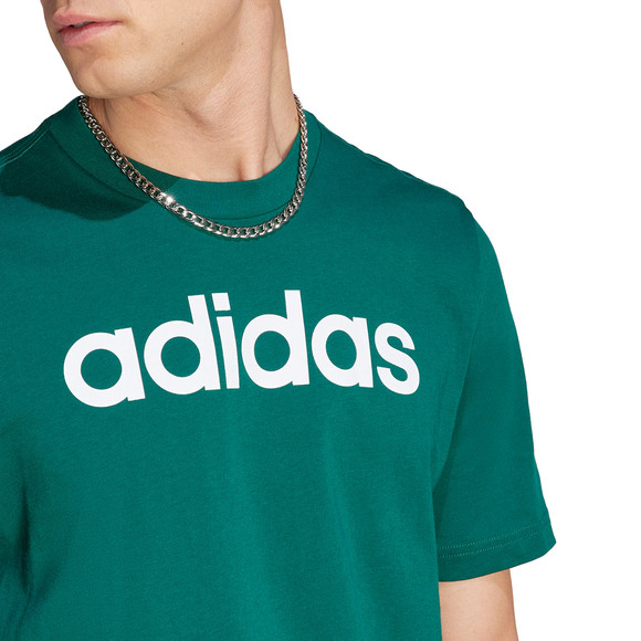 Koszulka męska adidas Essentials Single Jersey Linear Embroidered Logo Tee zielona IJ8658
