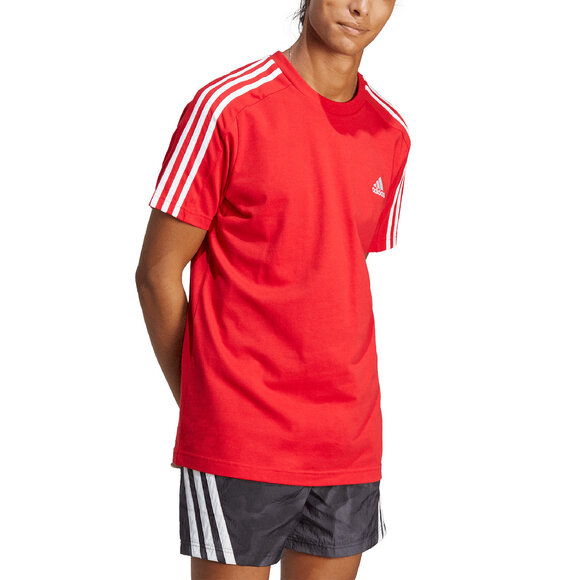 Koszulka męska adidas Essentials Single Jersey 3-Stripes Tee czerwona IC9339