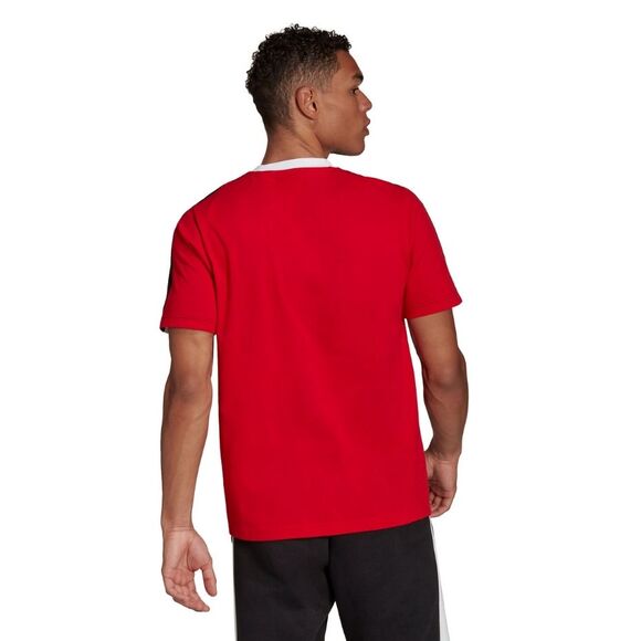 Koszulka męska adidas Essentials Colorblock Single Jersey Tee biało-czerwona HE4330