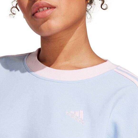 Bluza damska adidas Essentials 3-Stripes Crop błękitno-różowa IC9873
