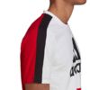 Koszulka męska adidas Essentials Colorblock Single Jersey Tee biało-czerwona HE4330