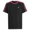 Koszulka dla dzieci adidas Essentials 3-Stripes Cotton Loose Fit Boyfriend Tee czarno-różowa IC3640