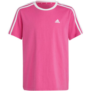Koszulka dla dzieci adidas Essentials 3-Stripes Cotton Loose Fit Boyfriend Tee różowa IC3639