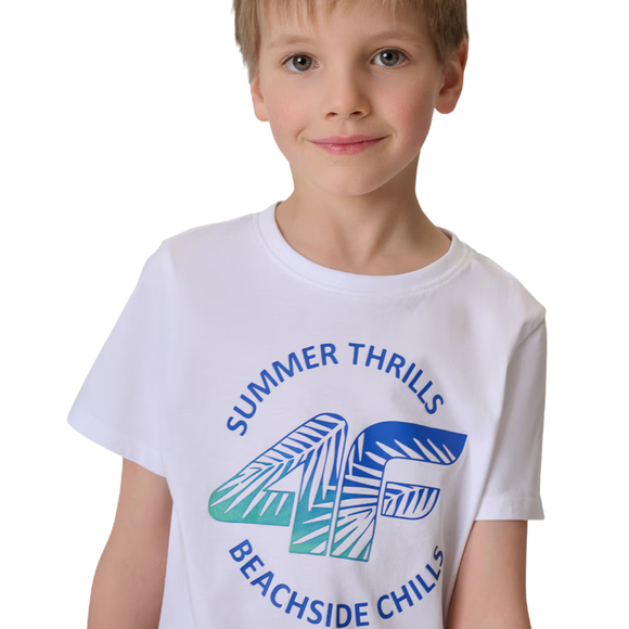 Koszulka dla chłopca 4F M3284 biała 4FJWSS26TTSHM3284 10S