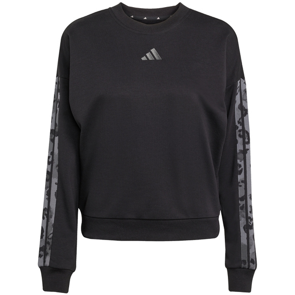 Bluza damska adidas Animal Print 3-Stripes French Terry Sweatshirt czarna JM1835