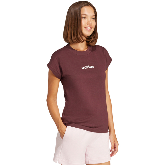 Koszulka damska adidas Essentials Linear Cotton brązowa JG8663