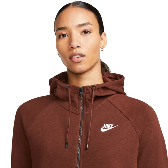 Bluza damska Nike Nsw Essential FLC FZ Hoodie brązowa BV4122 273