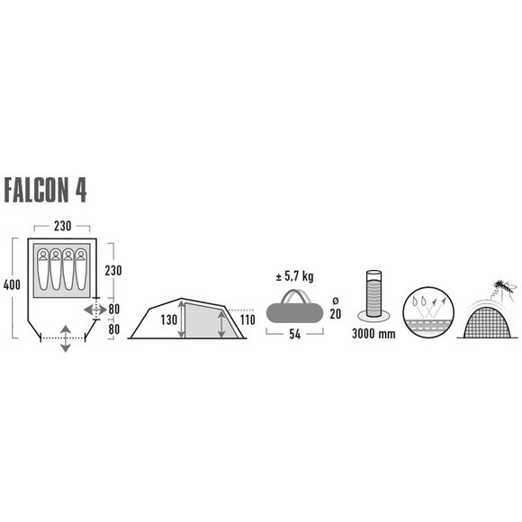 Namiot High Peak Falcon 4 oliwkowo-czerwony 10327