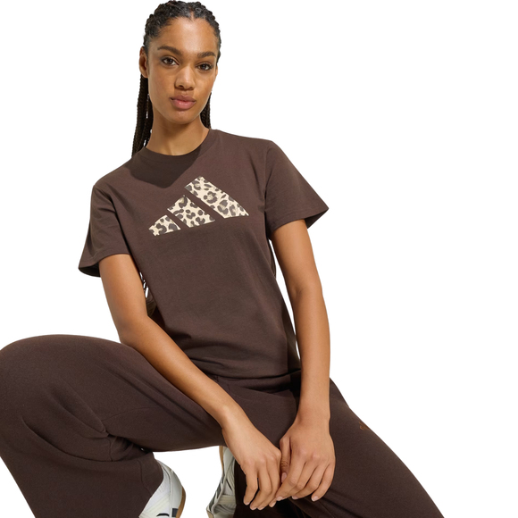 Koszulka damska adidas Animal Graphic brązowa KT2676