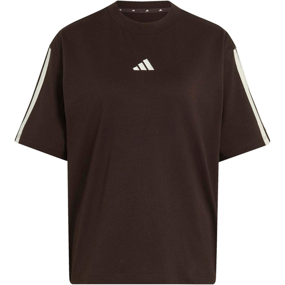 Koszulka damska adidas Essentials 3-Stripes Boyfriend ciemnobrązowa KX0794