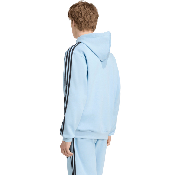 Bluza męska adidas Essentials 3-Stripes Fleece Hoodie błękitna KY4170