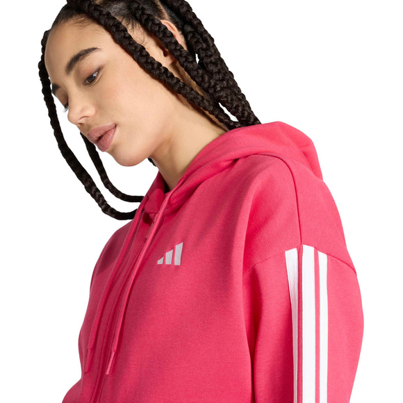 Bluza damska adidas Essentials 3-Stripes Full-Zip Fleece Hoodie różowa KF6272