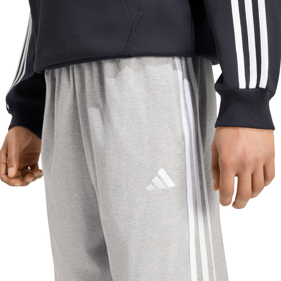 Spodnie męskie adidas Essentials 3-Stripes Single Jersey Tapered Open Hem szare KY4215