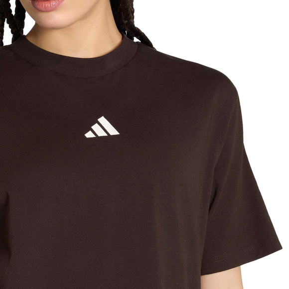 Koszulka damska adidas Essentials 3-Stripes Boyfriend ciemnobrązowa KX0794