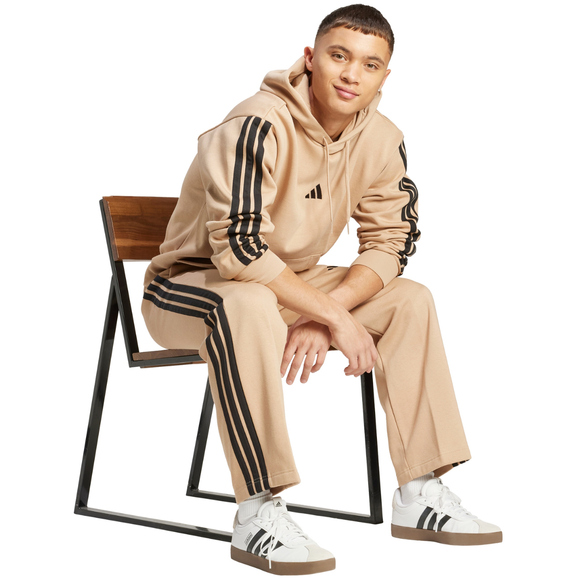 Bluza męska adidas Essentials 3-Stripes Fleece Hoodie beżowa JX0695