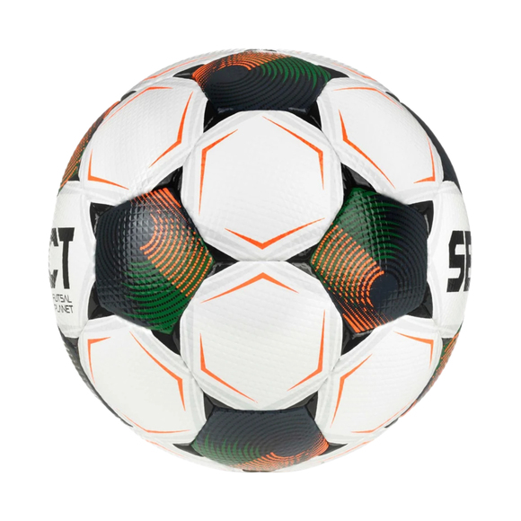 Piłka nożna hala Select Futsal Planet v26 FIFA Basic biało-czarno-pomarańczowo-zielona 1014387 310021