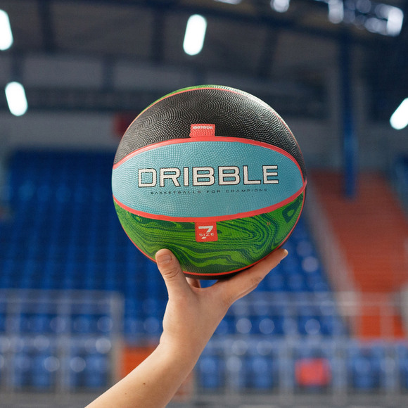 Piłka koszykowa Meteor Dribble niebiesko-zielono-czarna 07093