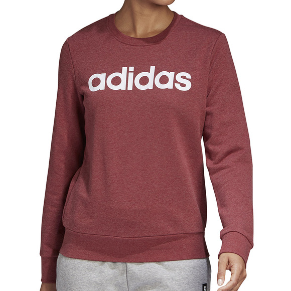 Bluza damska adidas Essentials Linear Crewneck bordowa GD2956