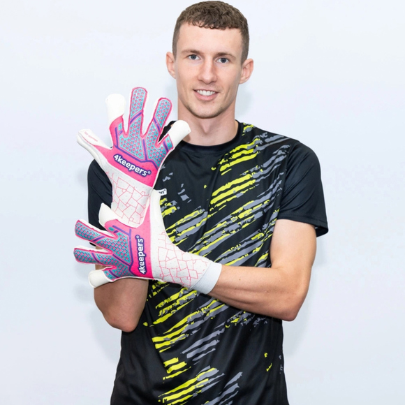 Rękawice bramkarskie 4Keepers Neo Raya RFG2 biało-różowe