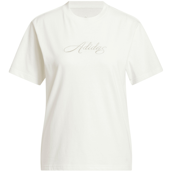 Koszulka damska adidas Cursive Wordmark Graphic biała KQ6404