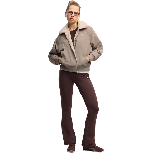 Legginsy damskie Puma Ess High-Waist Flared brązowe 631542 33