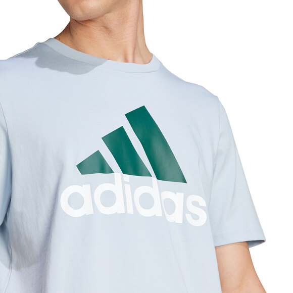 Koszulka męska adidas Essentials Single Jersey Big Logo Tee błękitna IJ8576
