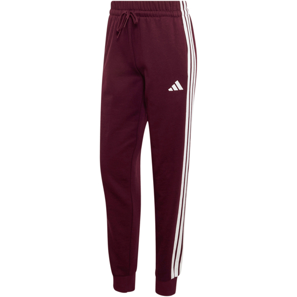Spodnie damskie adidas Essentials 3-Stripes Fleece Slim bordowe KF8321