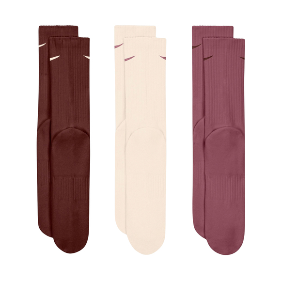 Skarpety Nike Everyday Cushioned Crew 3 pary brązowe, beżowe, różowe SX7664 915