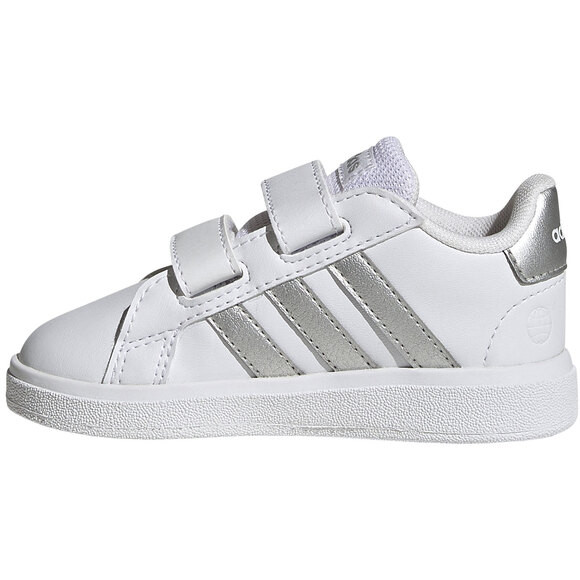 Buty dla dzieci adidas Grand Court 2.0 CF biało-srebrne GW6526