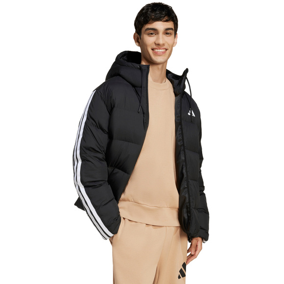 Kurtka męska adidas Essentials Climawarm 3 Stripes Puffer Down Hooded czarna JM4165