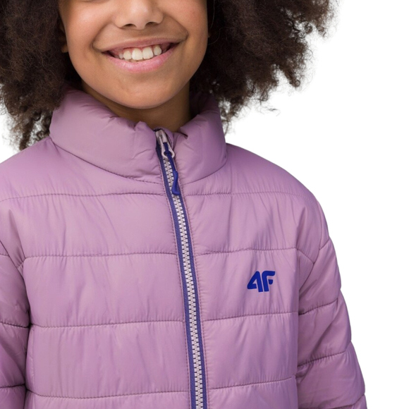 Kurtka puchowa dla dziewczynki 4F jasny fiolet 4FJSS23TDJAF073 52S