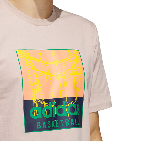 Koszulka męska adidas Chain Net Basketball Graphic Tee beżowa IC1863