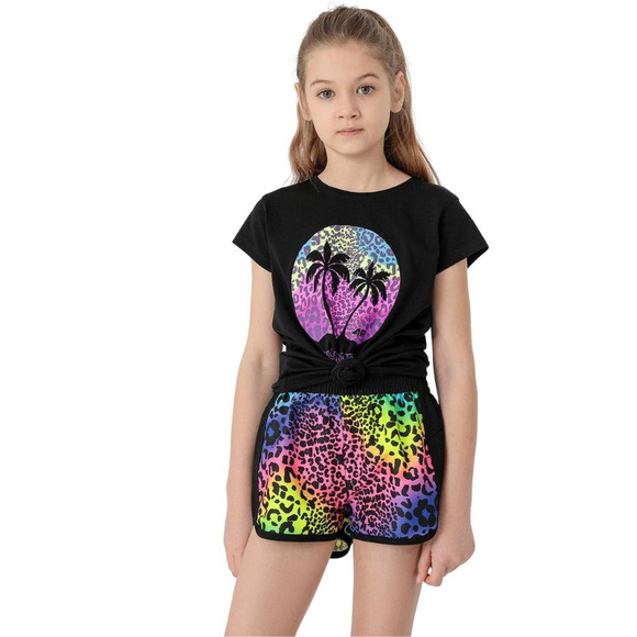 Koszulka dla dziewczynki 4F głęboka czerń HJL22 JTSD011 20S