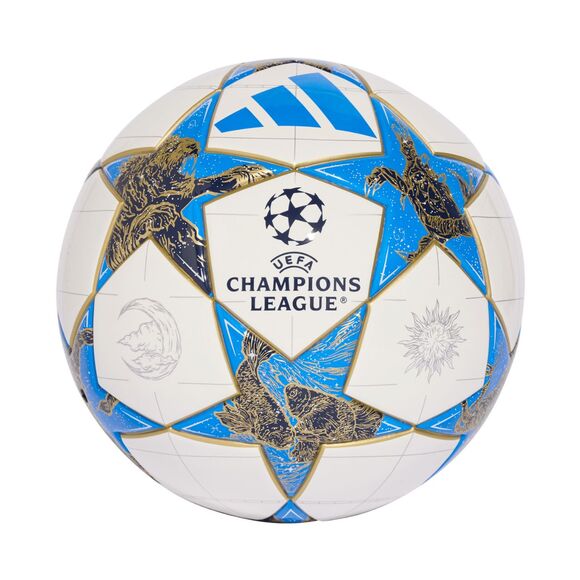 Piłka nożna adidas UCL J350 25/26 League Stage biało-niebiesko-złota JP1543