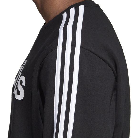 Bluza męska adidas Essentials 3S Crew FL czarna DQ3084