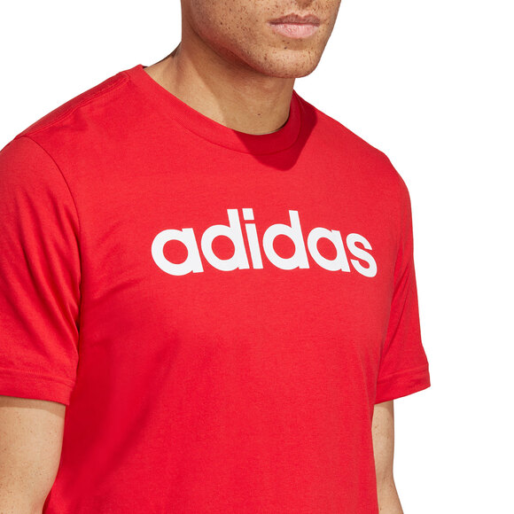 Koszulka męska adidas Essentials Single Jersey Linear Embroidered Logo czerwona IC9278