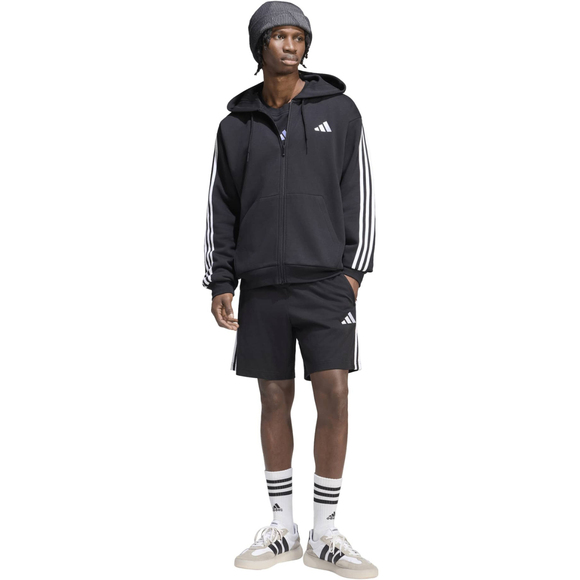 Bluza męska adidas Essentials 3-Stripes Fleece Full-Zip Hoodie czarna KY6559