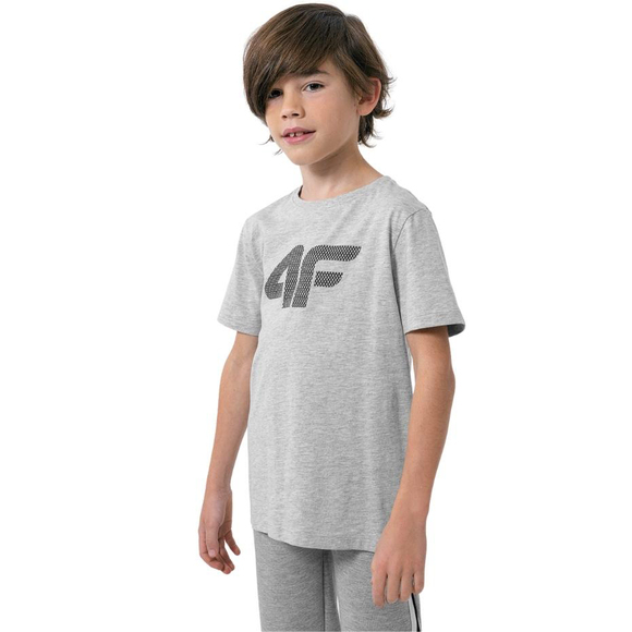 Koszulka dla chłopca 4F chłodny jasny szary melanż HJZ22 JTSM002 27M
