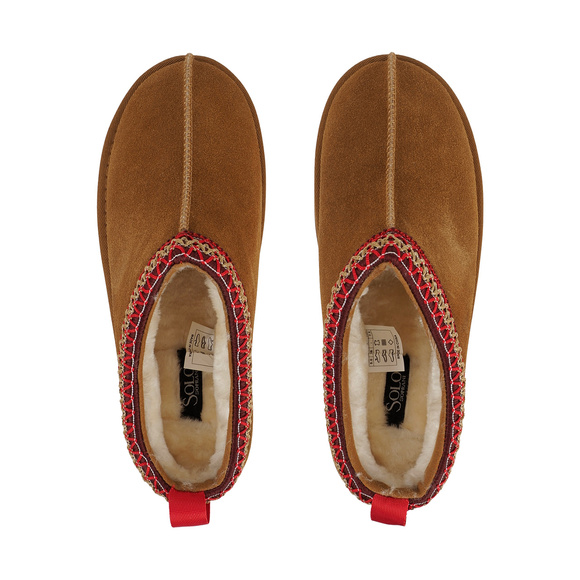 Buty damskie skórzane Solo Soprani Couture Sabot fur Hugh Platform jasny brąz SSW421P22 51