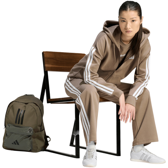 Bluza damska adidas Essentials 3-Stripes Full-Zip Fleece Hoodie jasny brąz KF6273