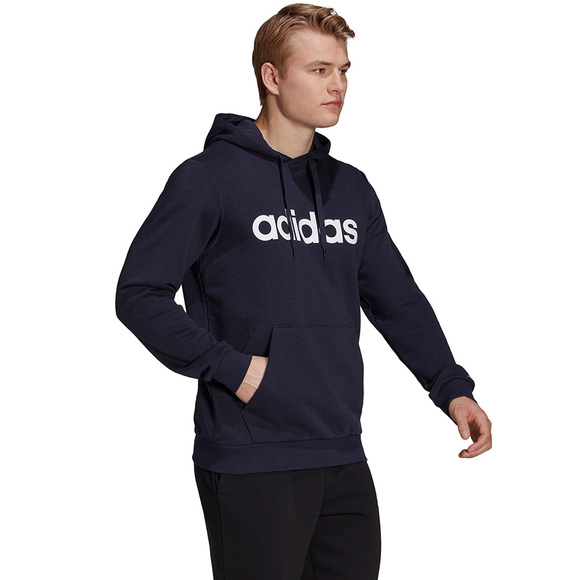 Bluza męska adidas Essentials French Terry Linear Logo Hoodie granatowa GK9066