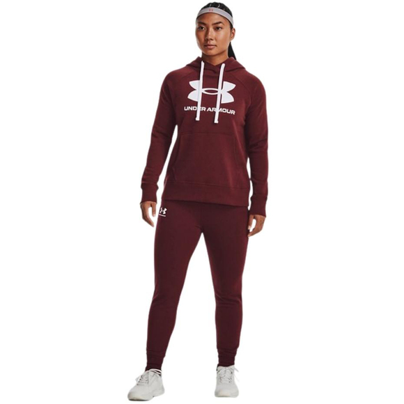 Bluza damska Under Armour Rival Fleece Logo Hoodie bordowa 1356318 690