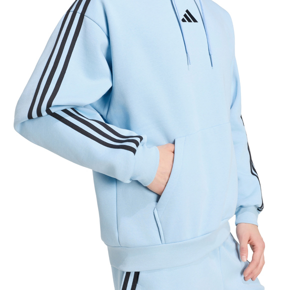 Bluza męska adidas Essentials 3-Stripes Fleece Hoodie błękitna KY4170