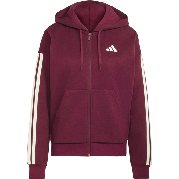 Bluza damska adidas Essentials 3-Stripes Full-Zip bordowa KX0785