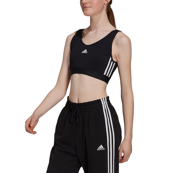 Stanik sportowy damski adidas Essentials 3-Stripes czarny GS1343